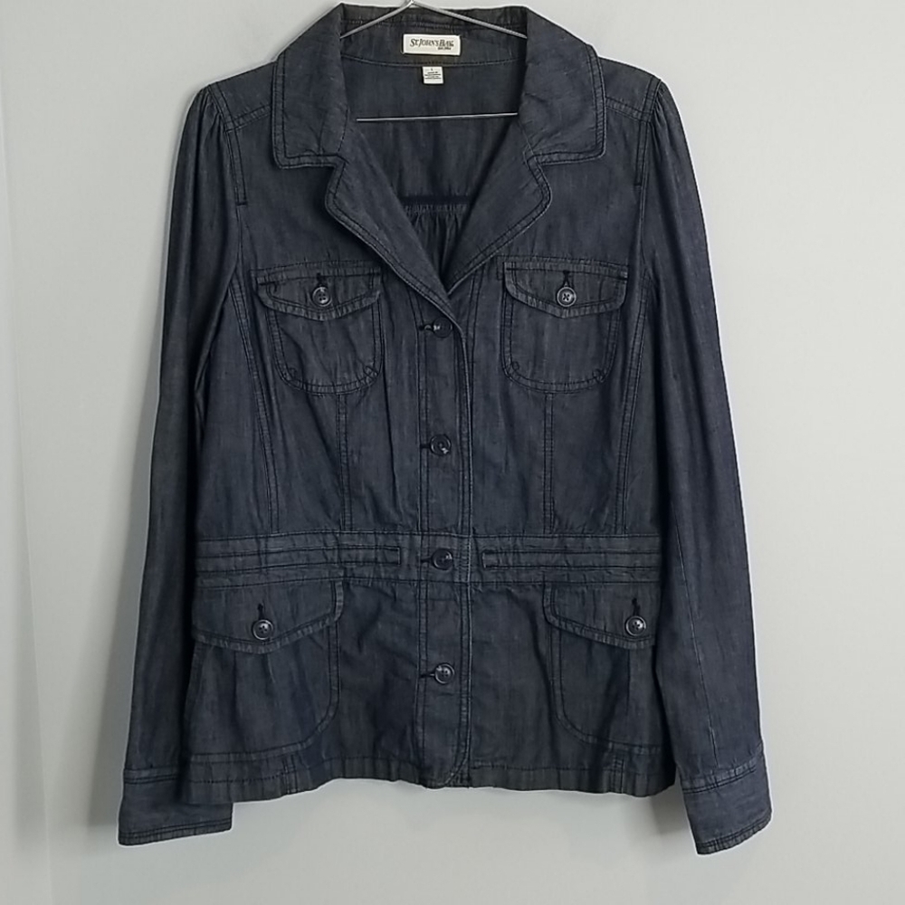 St Johns Bay Cinch Waist Jean Jacket Size Large